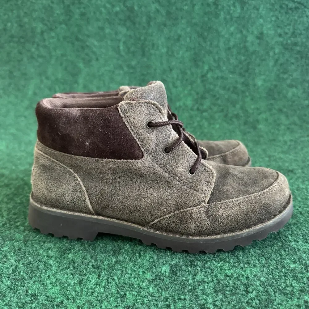UGG Orin Bomber Leather Boots Shoes Lace Up Casual Kids Size 3 Brown 1013503K